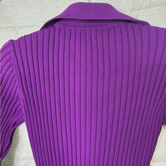 Hanifa Mira Elegant Purple Ribbed Knit Dress, size L, NWOT - Picture 6 of 11